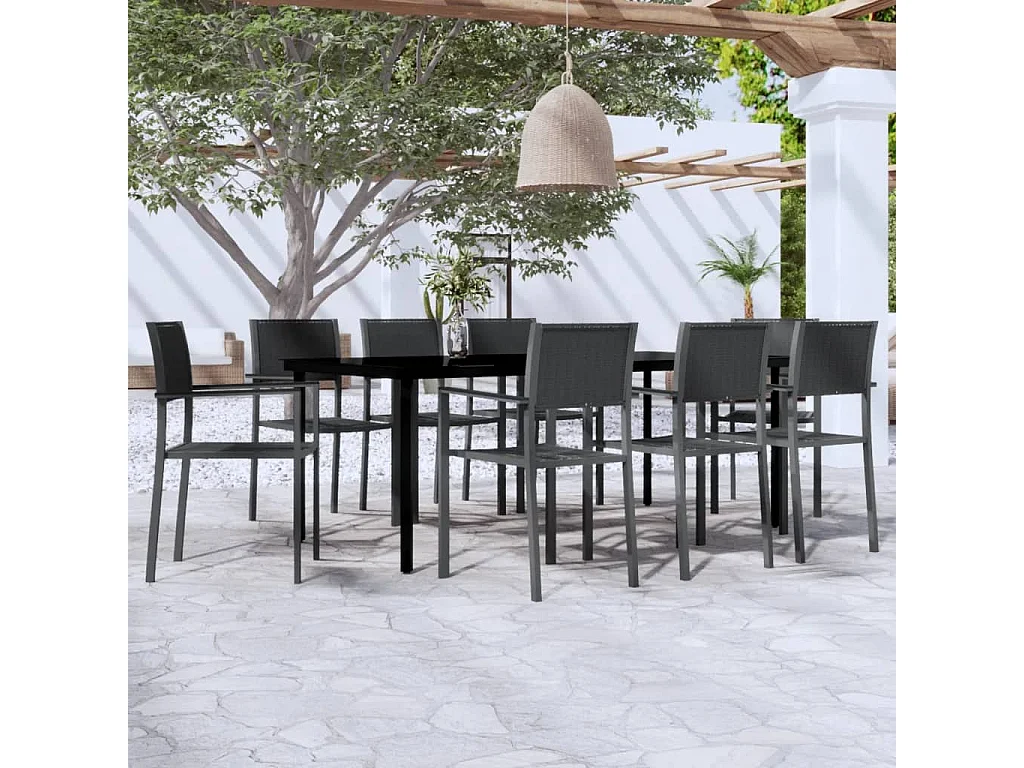 Ullira  Juego de comedor para jardín 9 piezas negro
