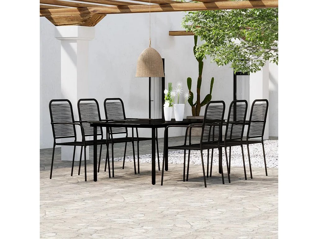 Scott  Ensemble à manger de jardin 7 pcs Noir