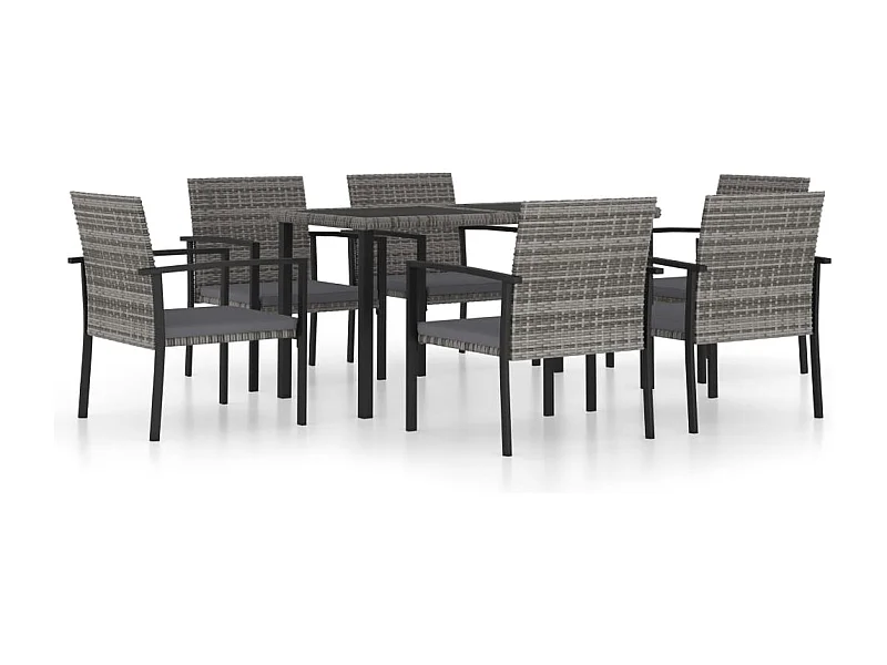 Tue  7-delige Tuinset poly rattan grijs