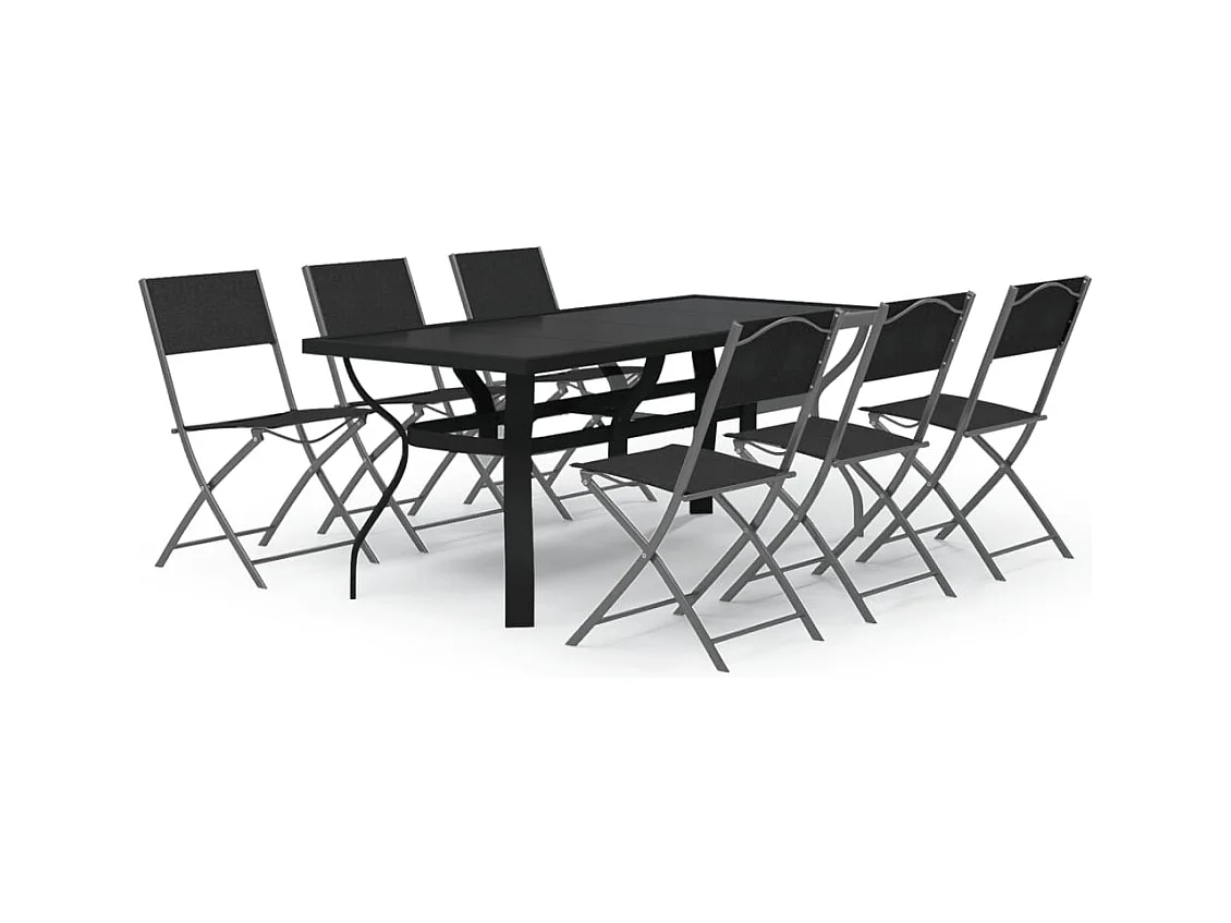 Cedar Key  Ensemble à manger de jardin 7 pcs Gris et noir