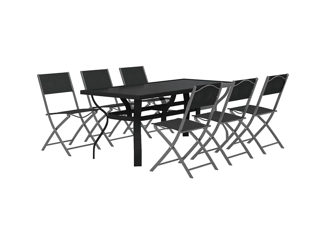Cedar Key  Ensemble à manger de jardin 7 pcs Gris et noir