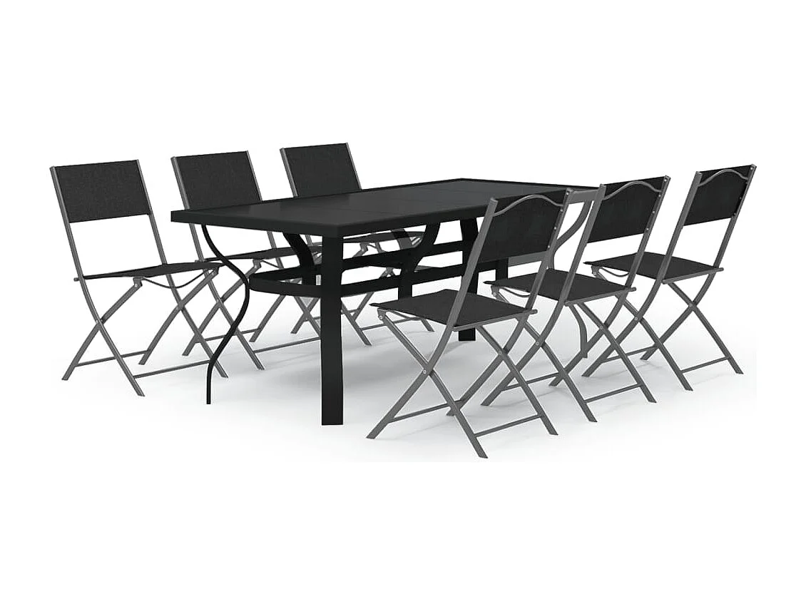 Cedar Key  Ensemble à manger de jardin 7 pcs Gris et noir