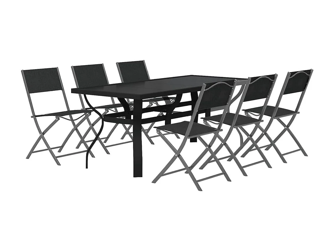 Cedar Key  Ensemble à manger de jardin 7 pcs Gris et noir