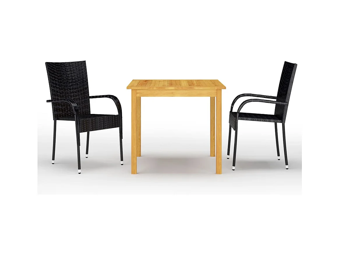 Joas  Ensemble à manger de jardin 3 pcs Noir