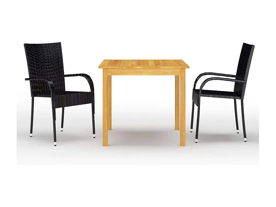 Joas  Juego de comedor para jardín 3 piezas negro