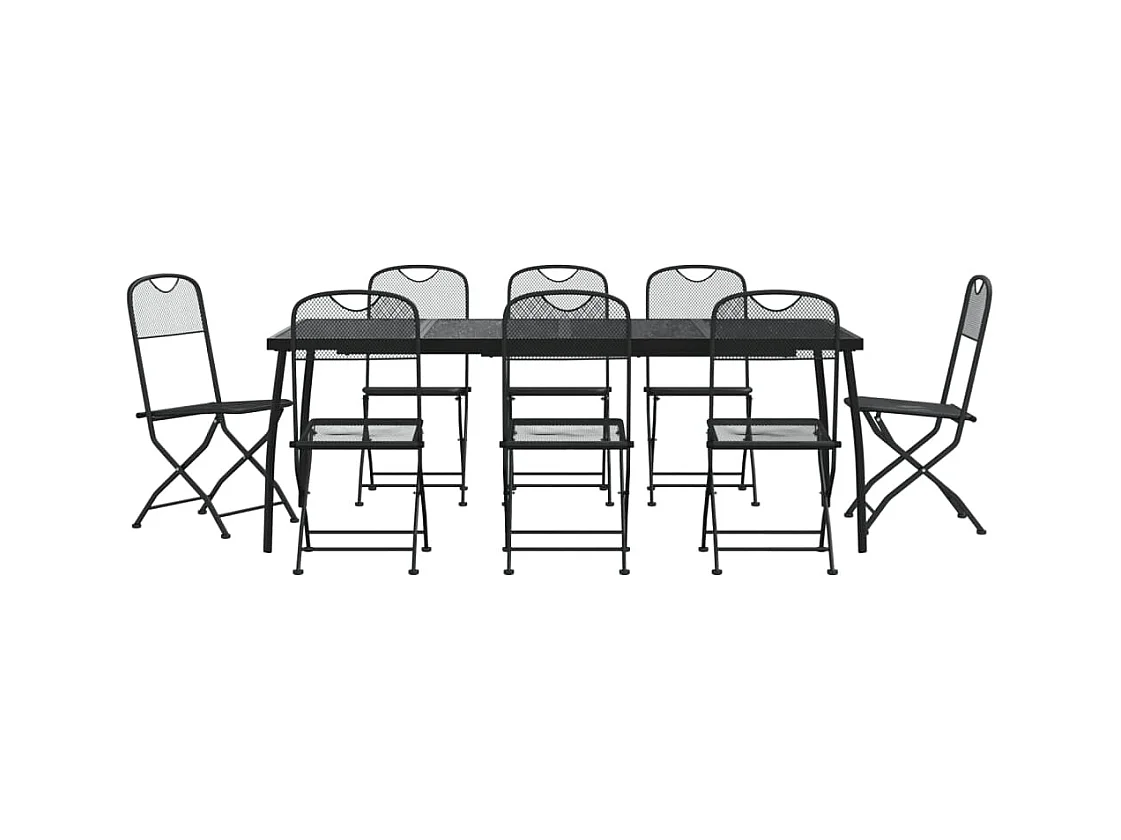 Luan  Ensemble à manger de jardin 9 pcs anthracite métal maille