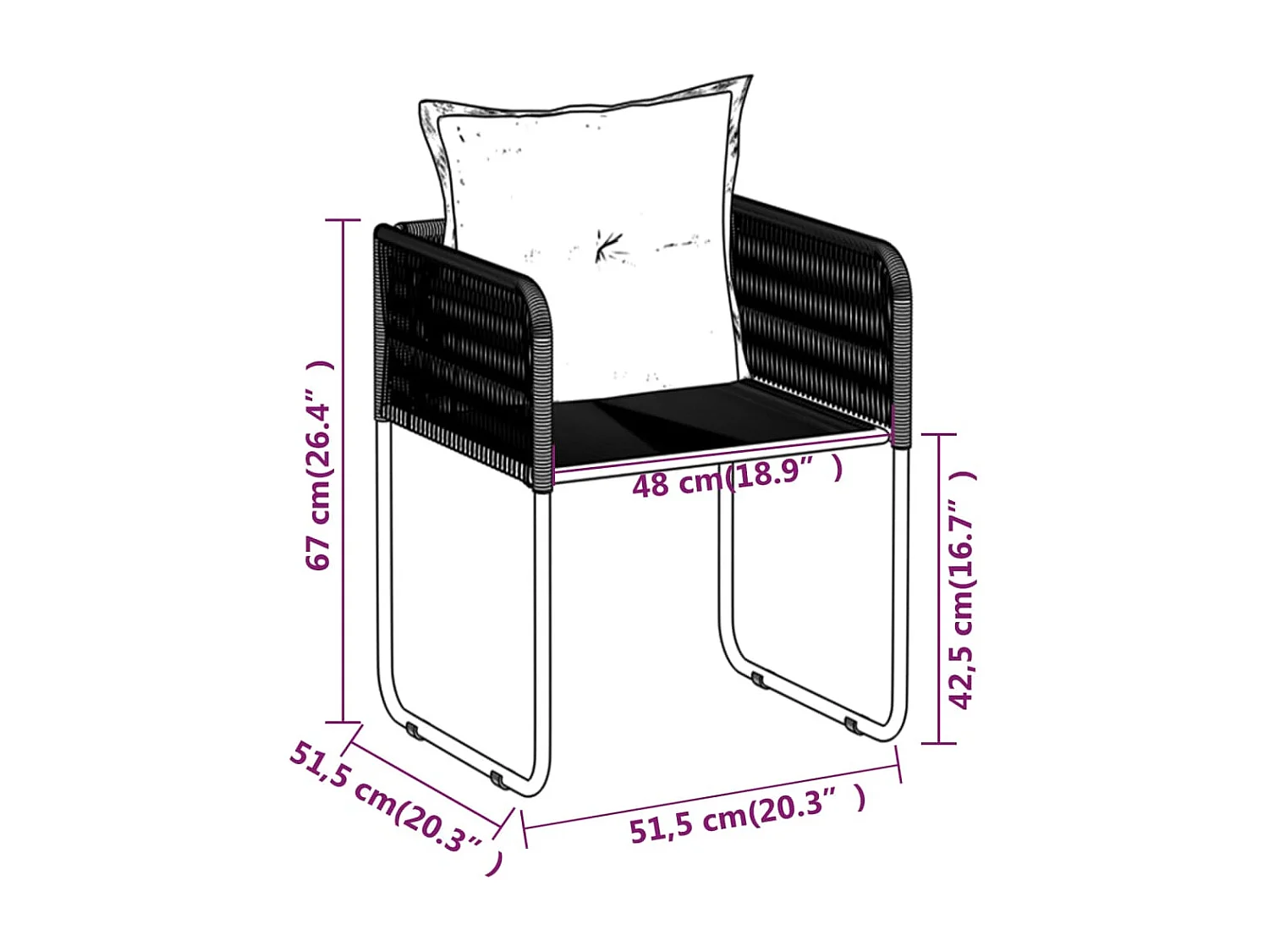 Scandicci  Juego de comedor para jardín 7 piezas negro