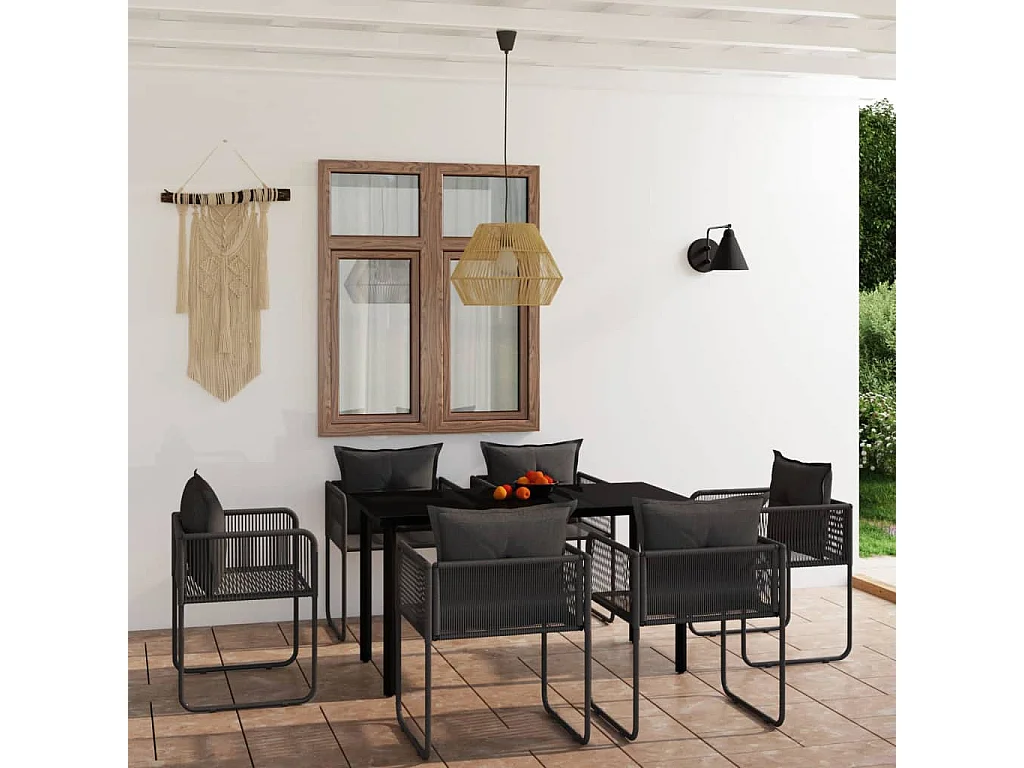 Scandicci  Ensemble à manger de jardin 7 pcs Noir