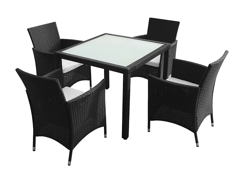 Fea  5-delige Tuinset met kussens poly rattan zwart