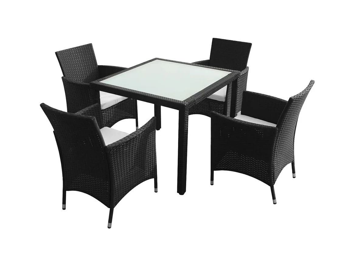 Fea  Ensemble à manger d'extérieur 5pcs avec coussins Résine tressée