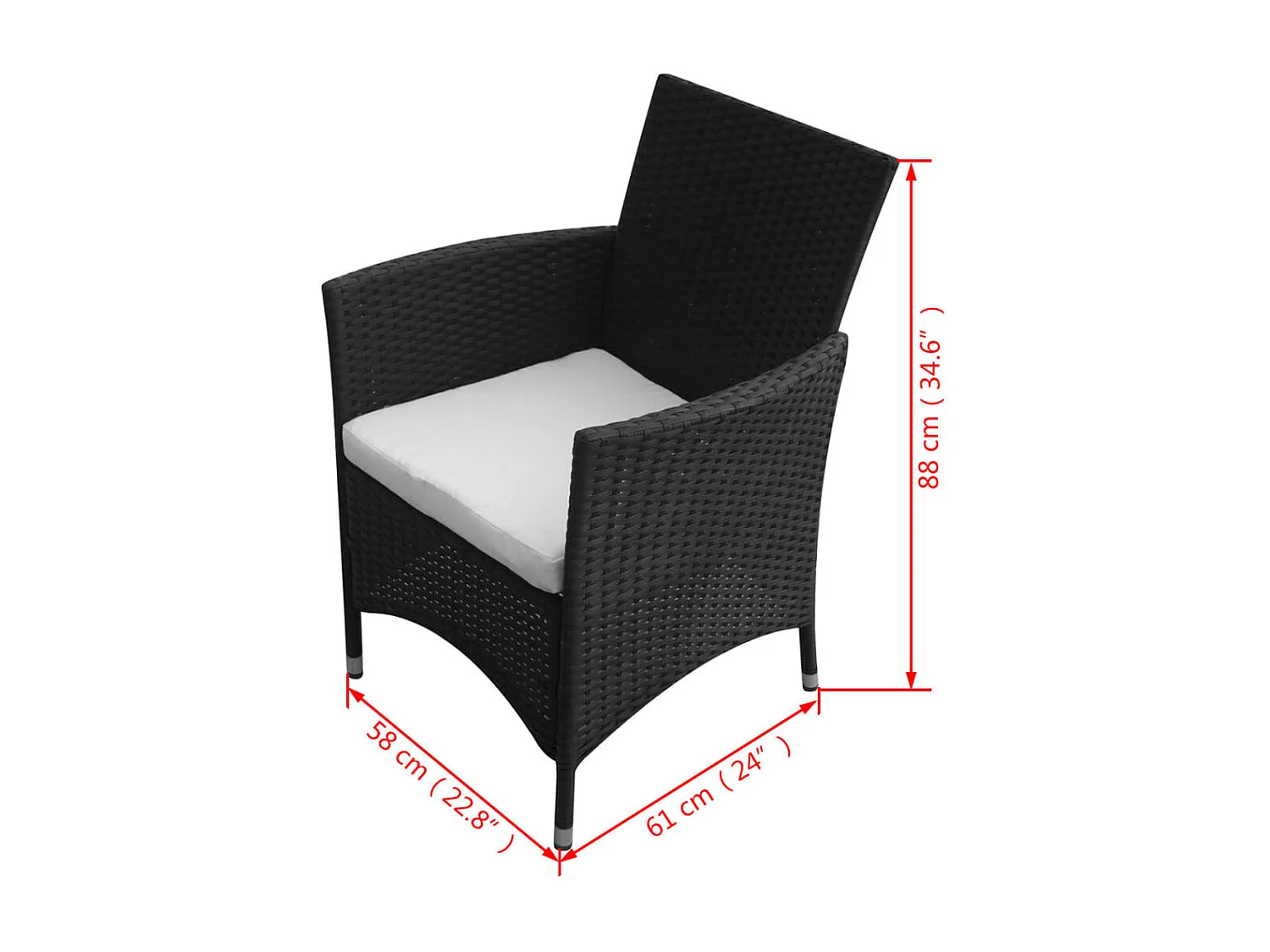 Fea  5-delige Tuinset met kussens poly rattan zwart