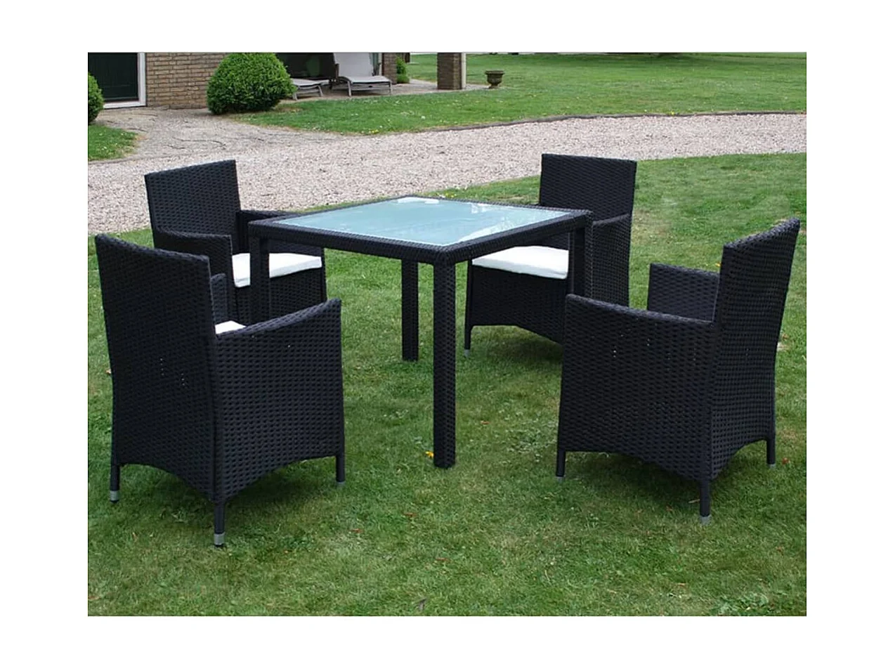 Fea  5-delige Tuinset met kussens poly rattan zwart