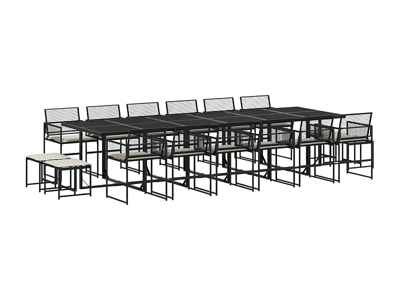 Isalora  Ensemble à manger de jardin 17 pcs coussins noir résine tressée