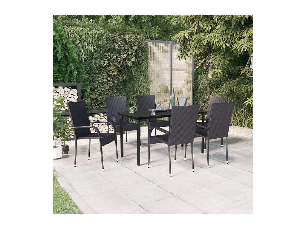 Stoughton  Juego de comedor de jardín 7 piezas negro