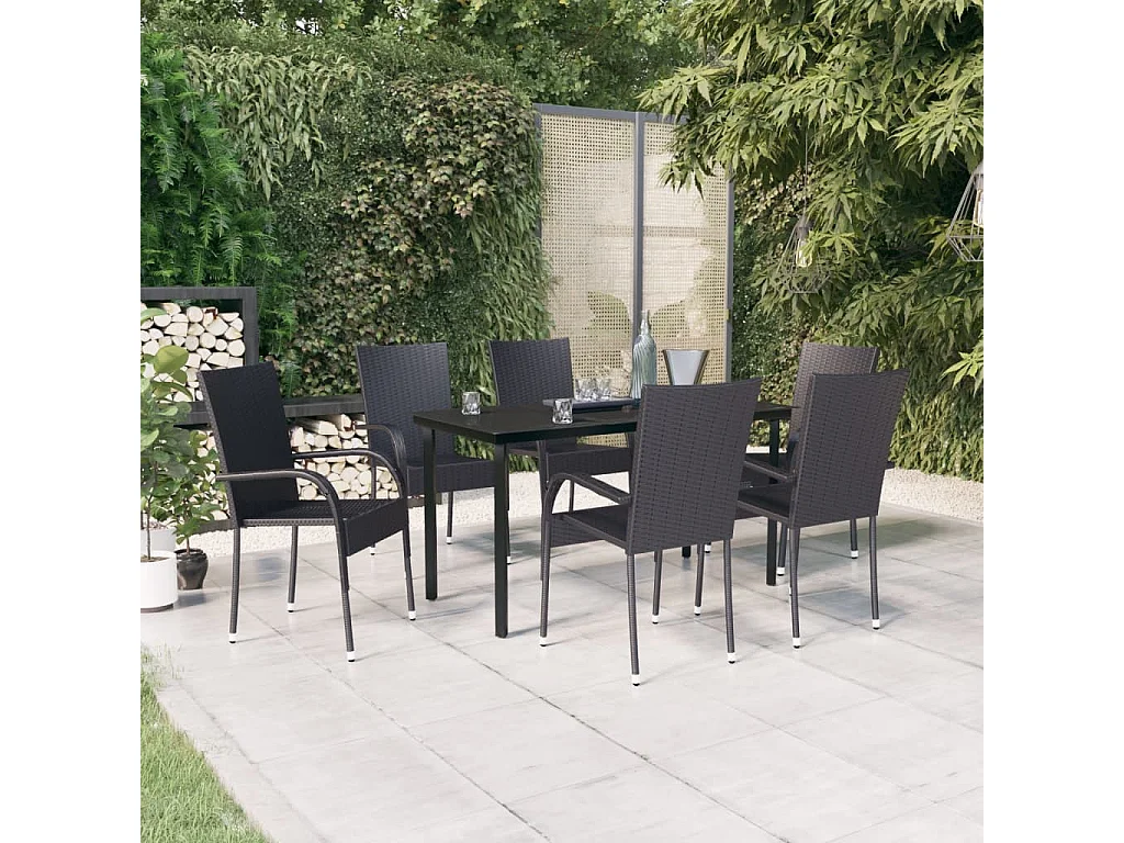 Stoughton  Ensemble à manger de jardin 7 pcs Noir