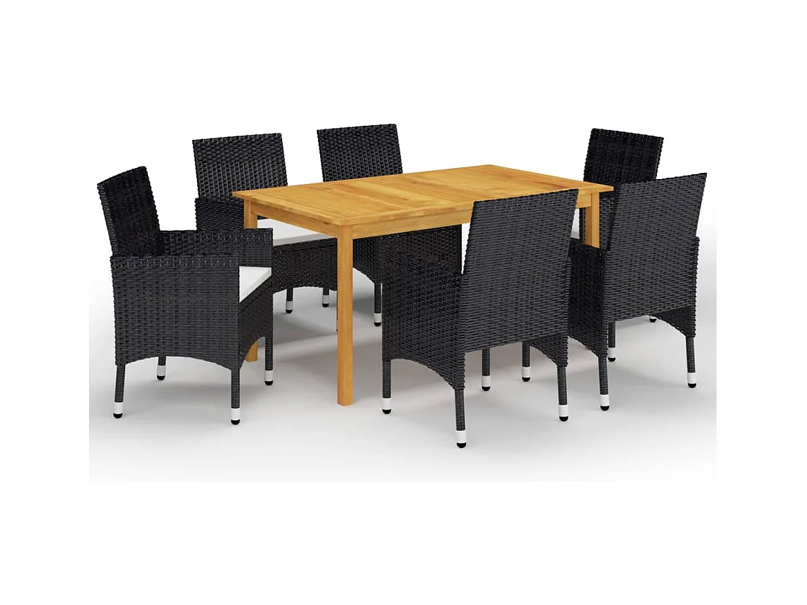 Fyndal  Ensemble à manger de jardin 7 pcs Noir