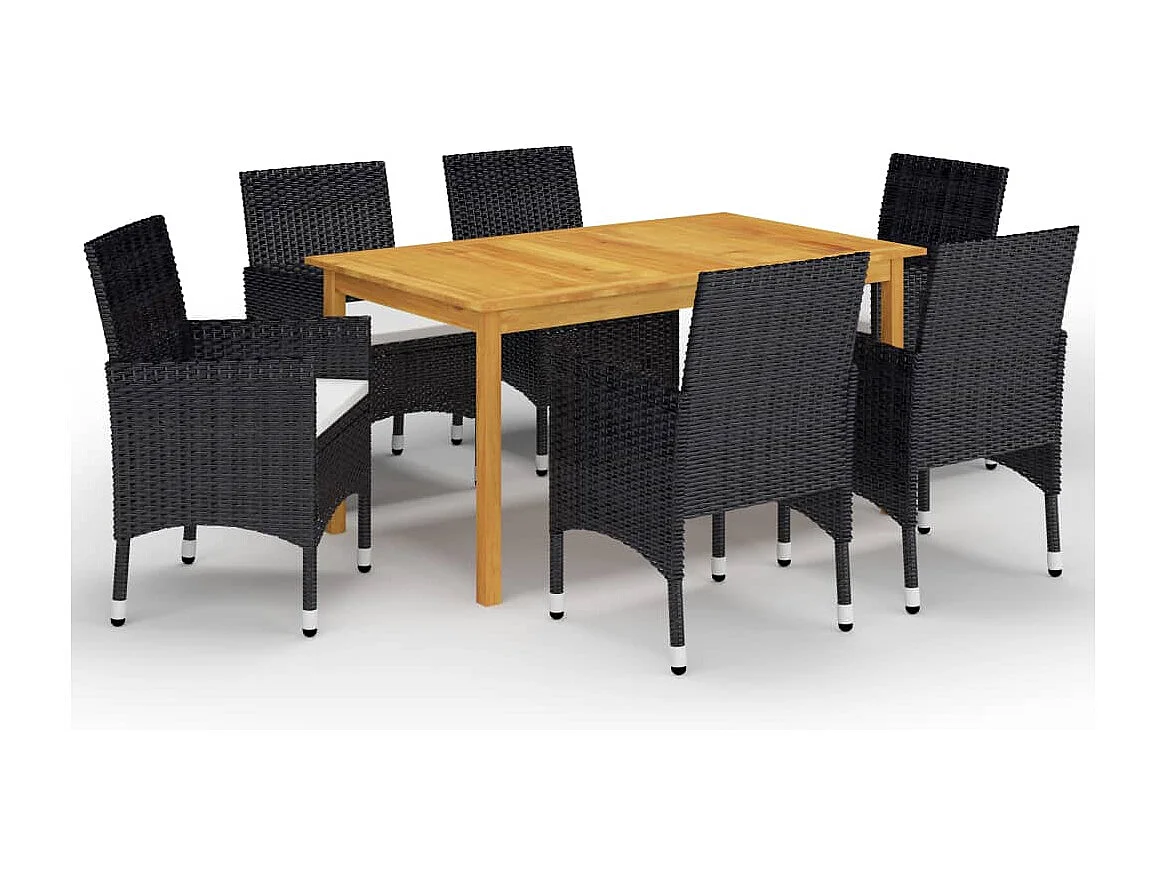 Fyndal  Ensemble à manger de jardin 7 pcs Noir