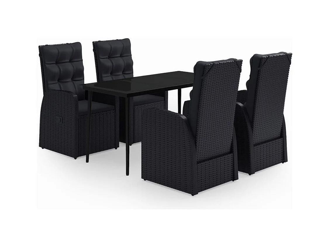 Mirella  Ensemble à manger de jardin avec coussins 5 pcs Noir