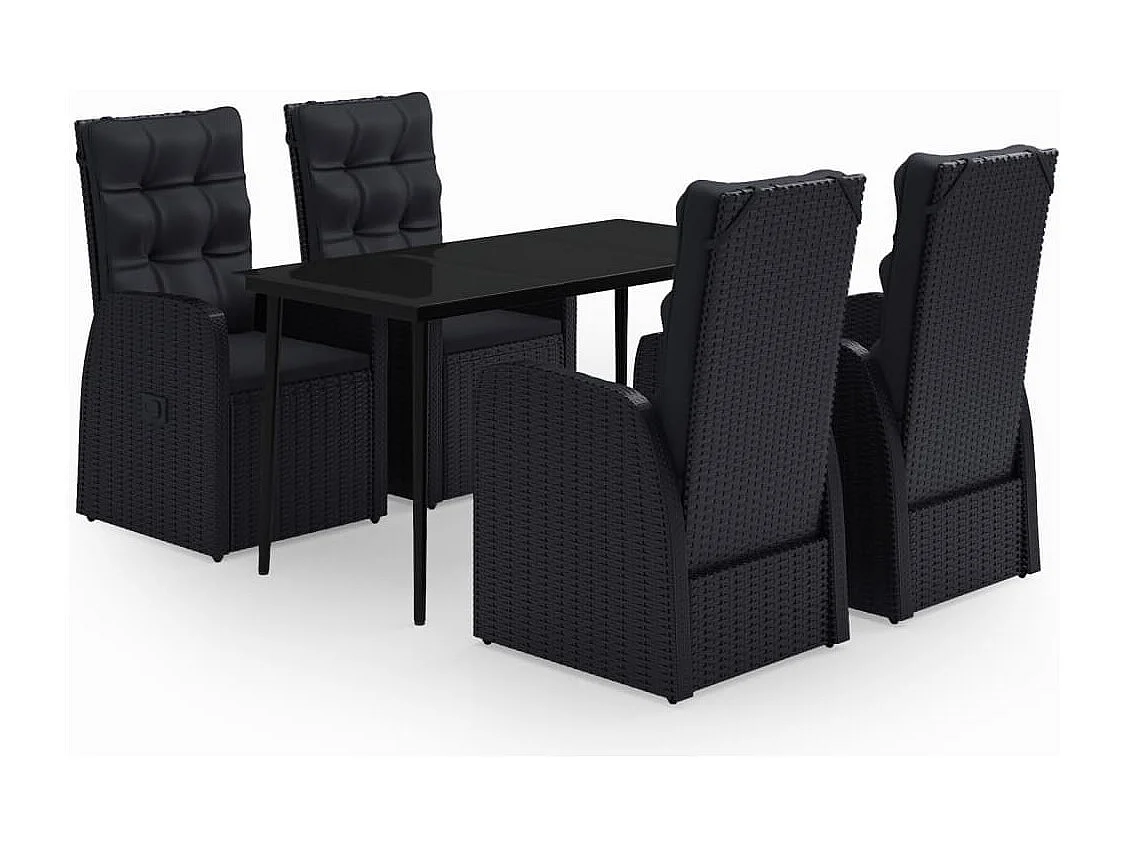 Mirella  5-delige Tuinset met kussens zwart