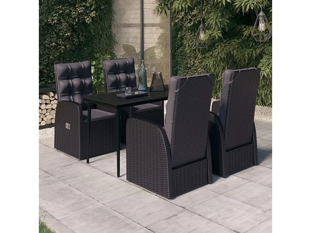 Mirella  5-delige Tuinset met kussens zwart