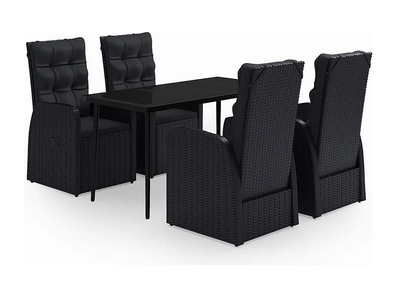 Mirella  Juego de comedor de jardín 5 piezas con cojines negro