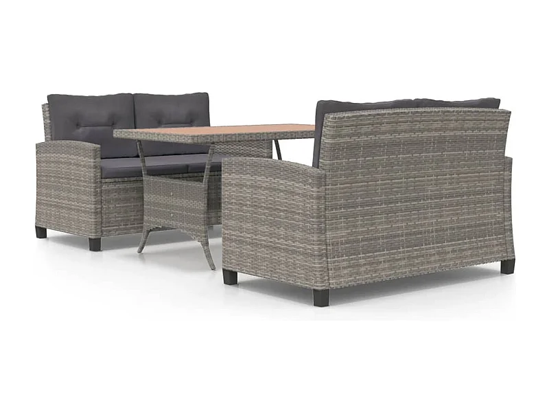 Tjorn  3-delige Tuinset poly rattan en massief acaciahout