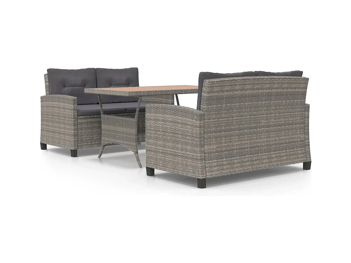 Tjorn  Ensemble à manger de jardin 3 pcs Résine tressée bois d'acacia