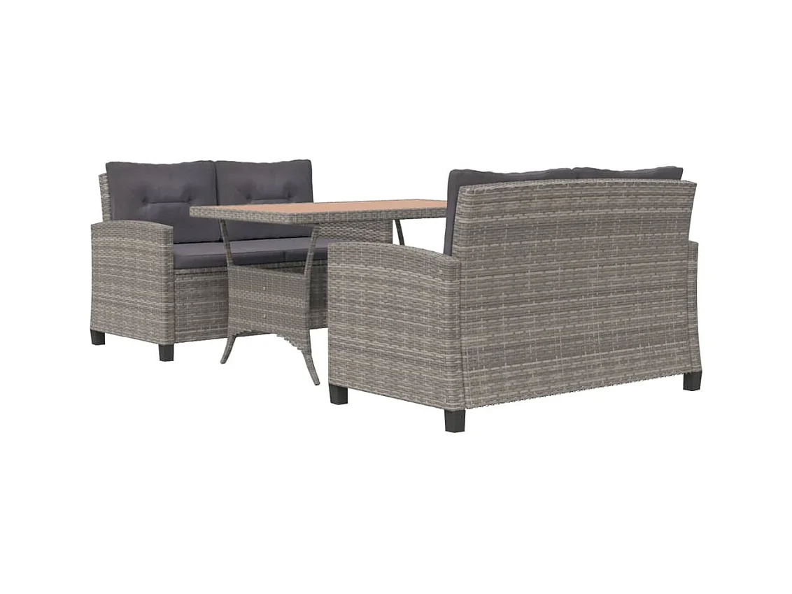 Tjorn  Ensemble à manger de jardin 3 pcs Résine tressée bois d'acacia