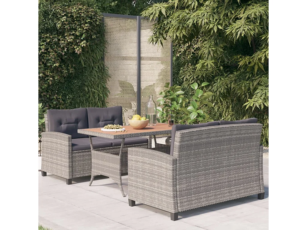 Tjorn  3-delige Tuinset poly rattan en massief acaciahout