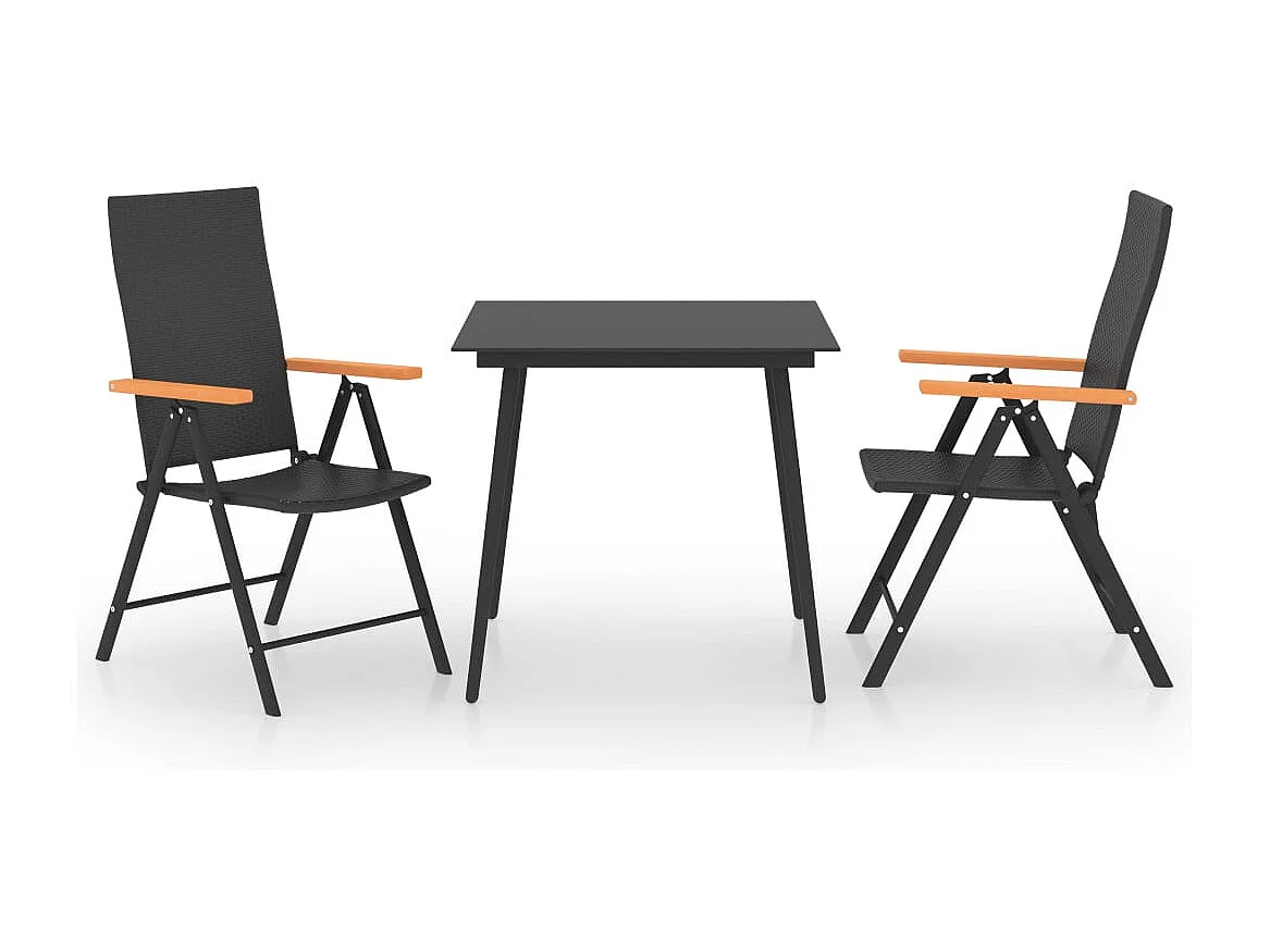 Garden Furniture -  3-delige Tuinset zwart en bruin