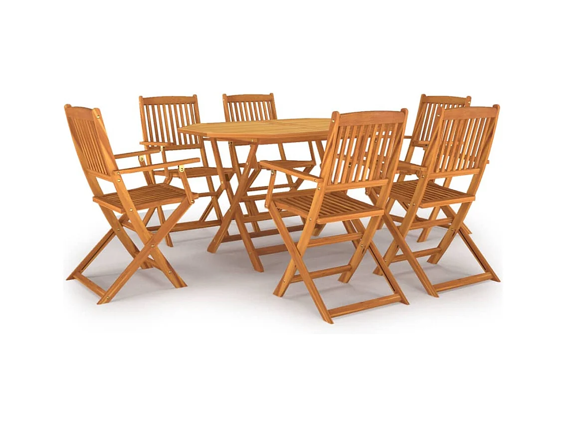 Margot-Claire  Set de comedor de jardín 7 piezas madera maciza de acacia
