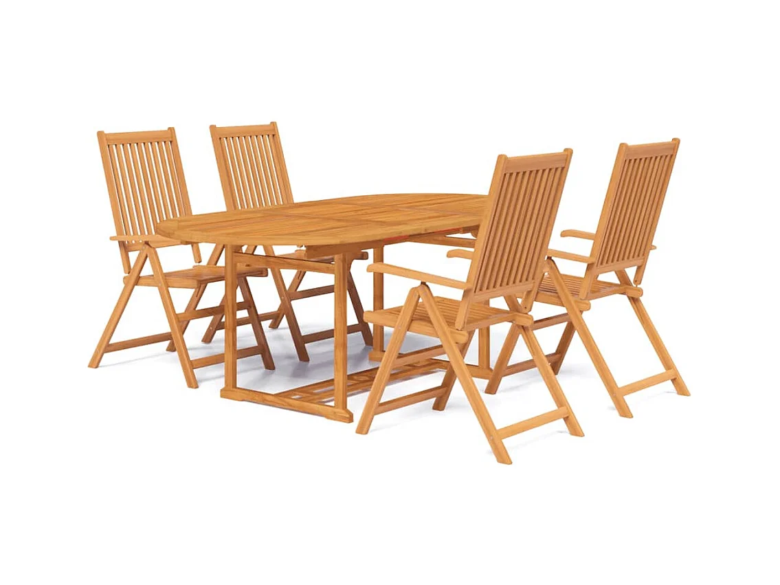 Brunello  Juego de comedor de jardín 5 piezas madera maciza de acacia