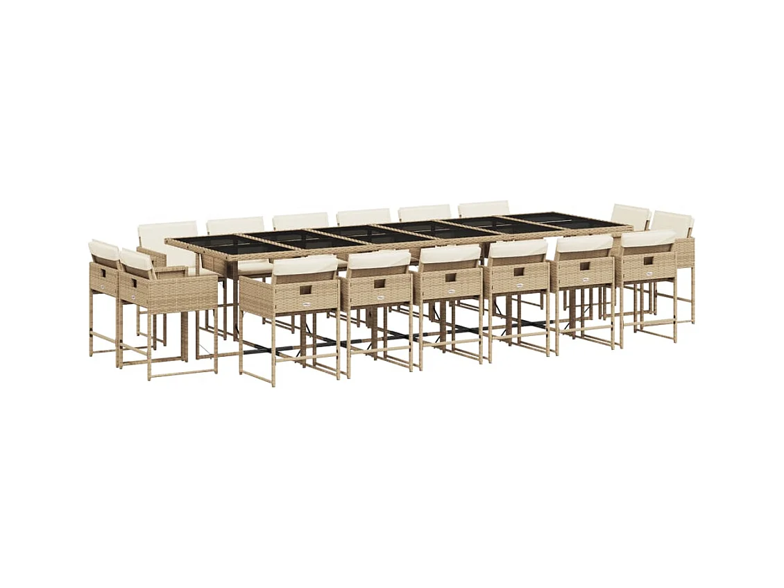 Brienne  17-delige Tuinset met kussens poly rattan beige