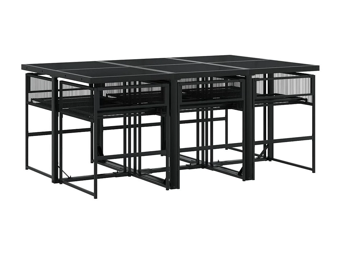 Vynne  7-delige Tuinset met kussens poly rattan zwart