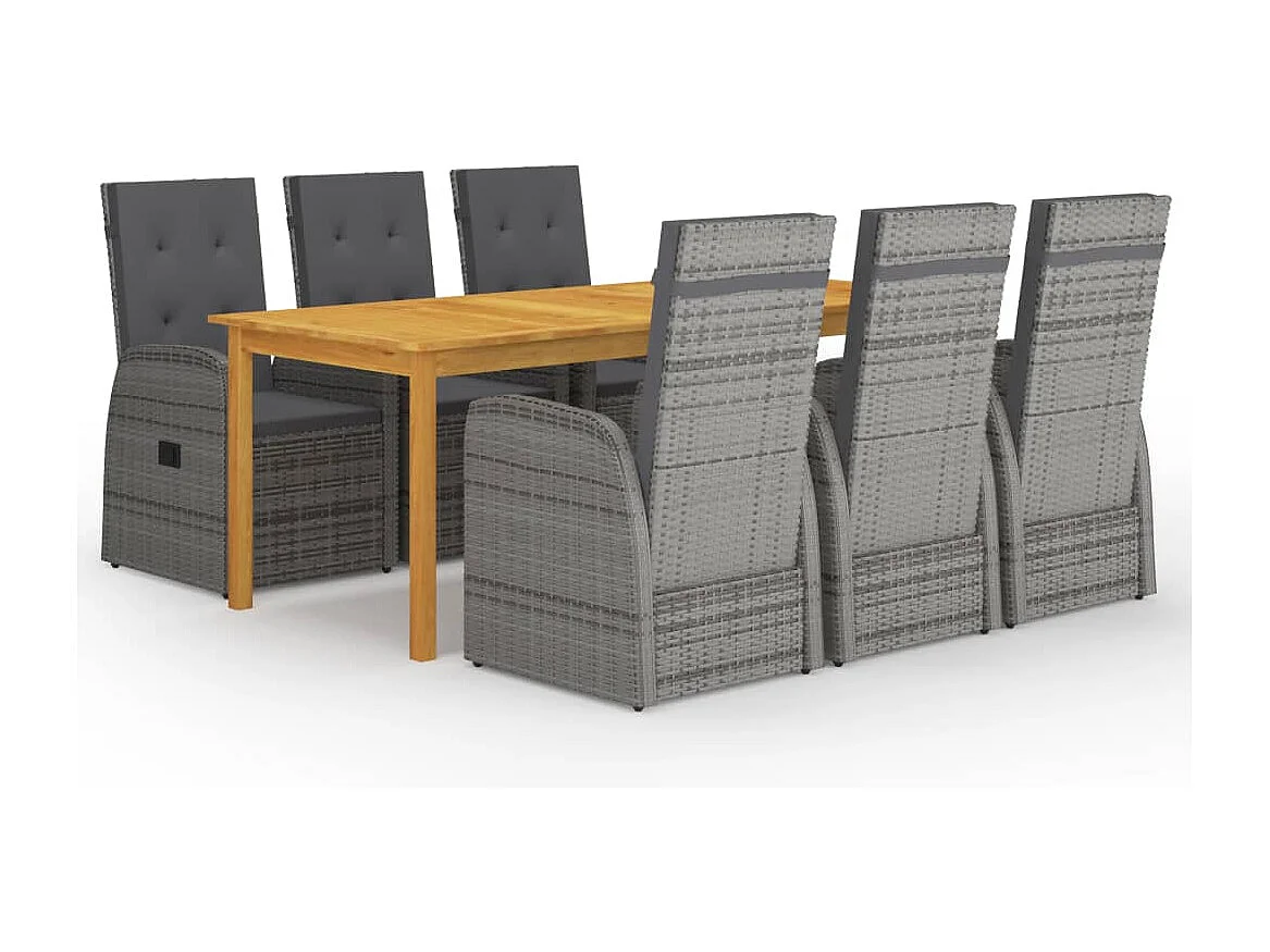 Yrien  Ensemble à manger de jardin 7 pcs Gris