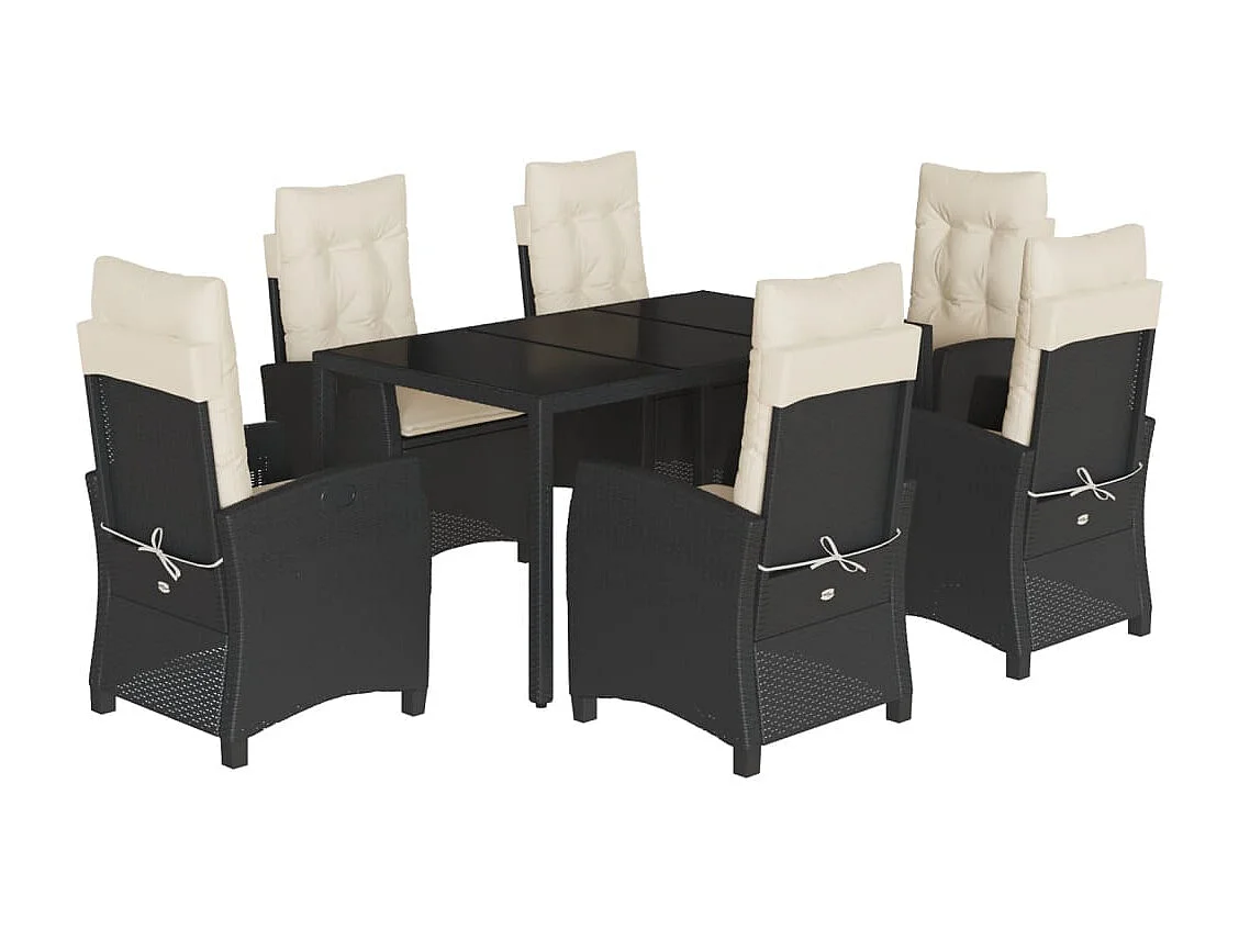 Great Bend  7-delige Tuinset met kussens poly rattan zwart