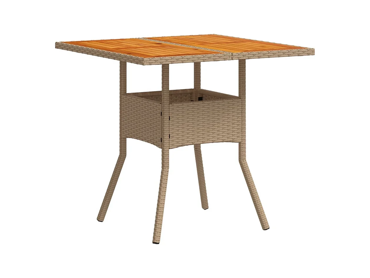 Motta Sant'Anastasia  Ensemble à manger de jardin et coussins 3pcs beige rotin acacia