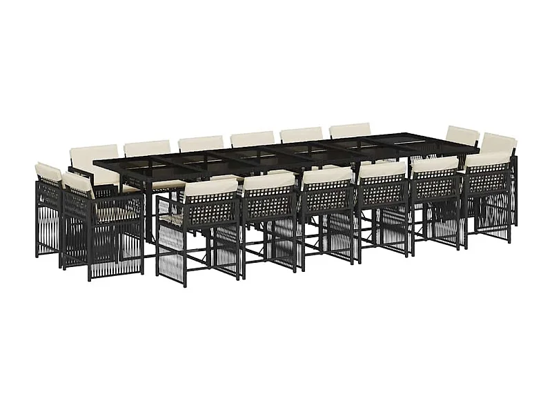 Maart  Set de muebles jardín 17 pzas con cojines ratán sintético negro