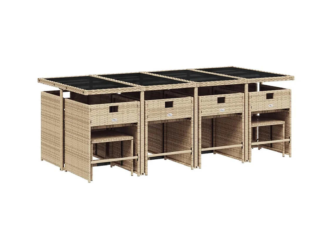 Enfield  Ensemble à manger de jardin et coussins 13 pcs beige