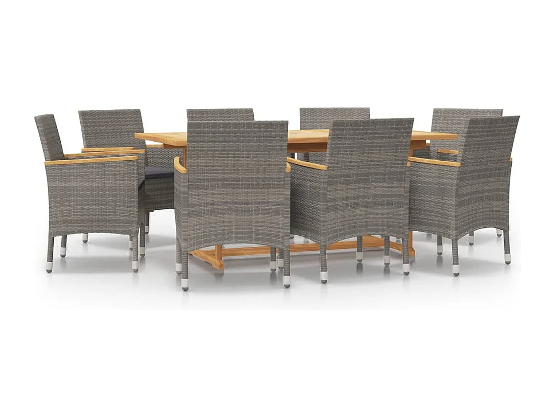 Wateringen  Ensemble à manger de jardin 9 pcs avec coussins Gris