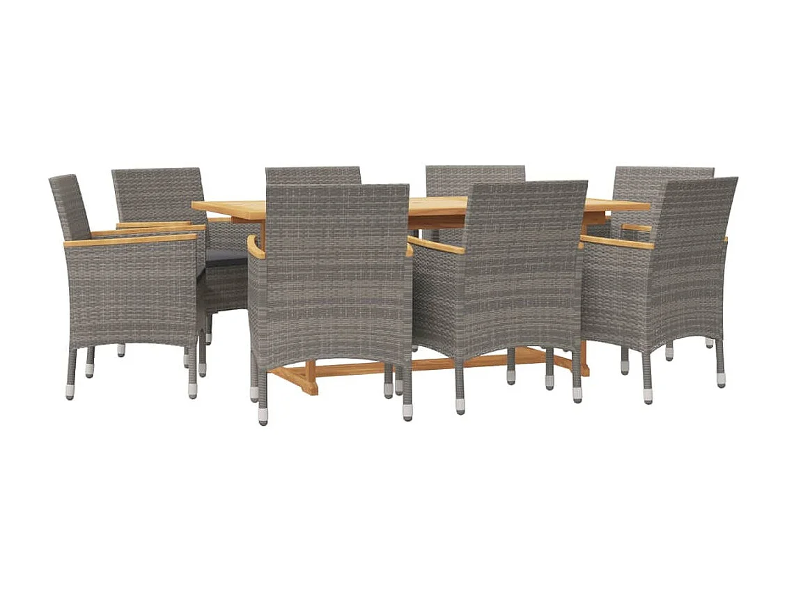 Wateringen  Ensemble à manger de jardin 9 pcs avec coussins Gris