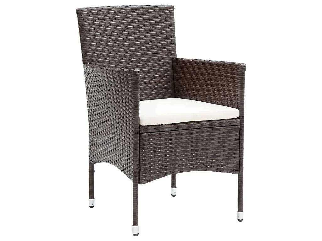 Wausau  Ensemble à manger de jardin et coussins 7 pcs marron poly rotin