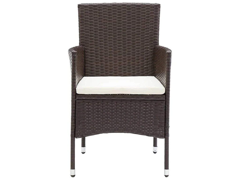 Wausau  Ensemble à manger de jardin et coussins 7 pcs marron poly rotin