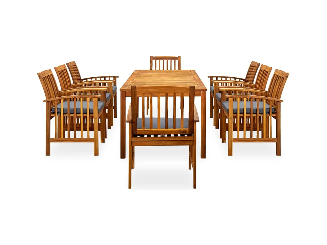 Ulvin  Ensemble à manger de jardin 9 pcs avec coussins Acacia solide