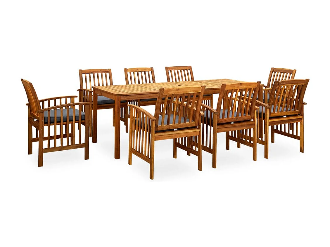Ulvin  Set comedor de jardín 9 pzas y cojines madera maciza de acacia