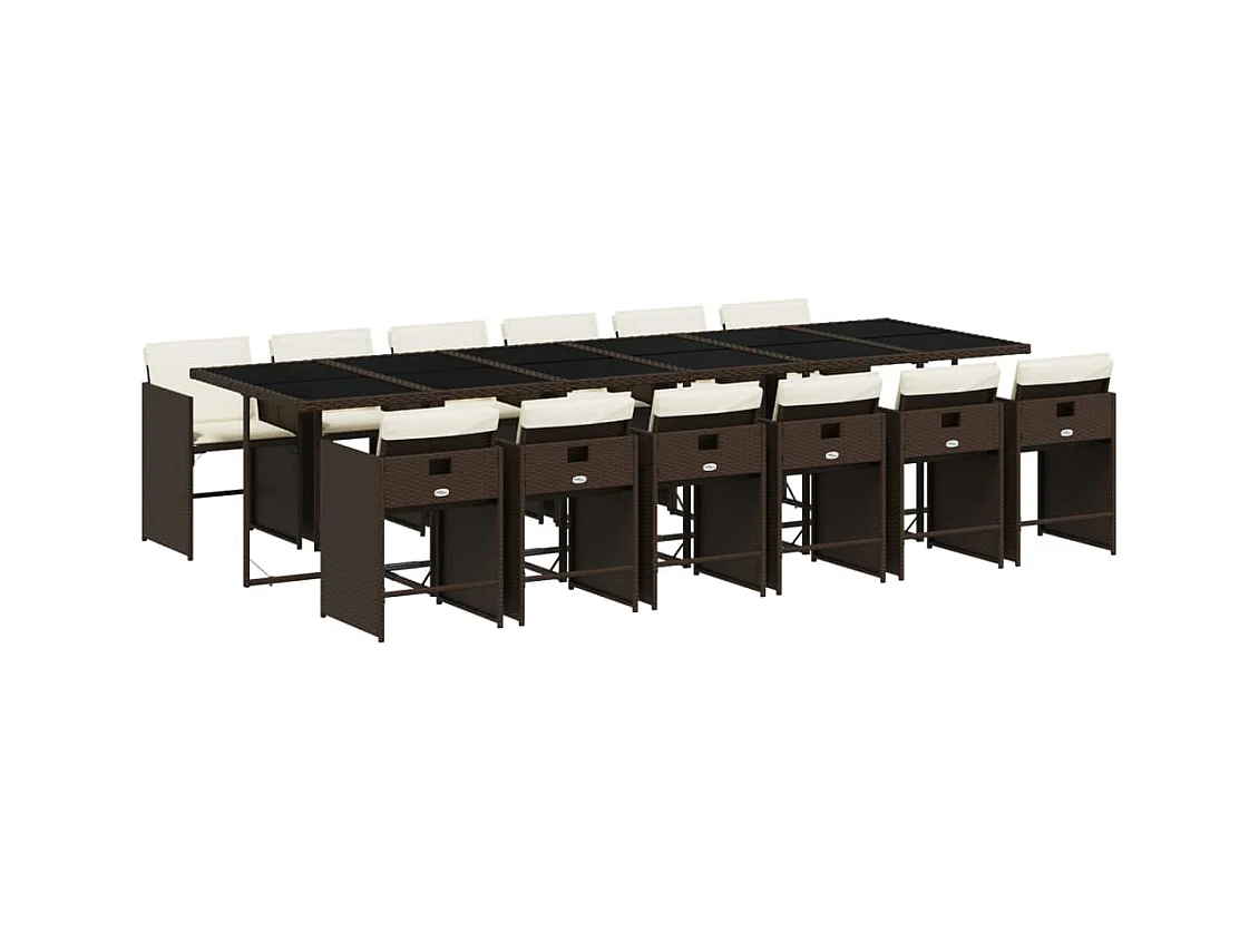 Heeswijk-Dinther  Set muebles de jardín 13 pzas y cojines ratán sintético marrón