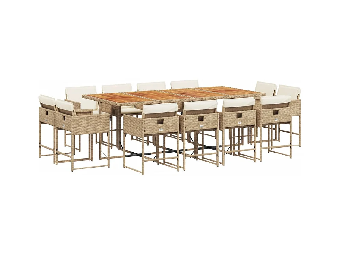 Brienne  Ensemble à manger de jardin et coussins 13 pcs beige