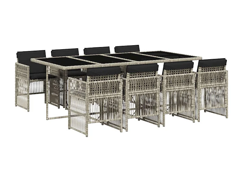 Ilo  9-delige Tuinset met kussens poly rattan lichtgrijs