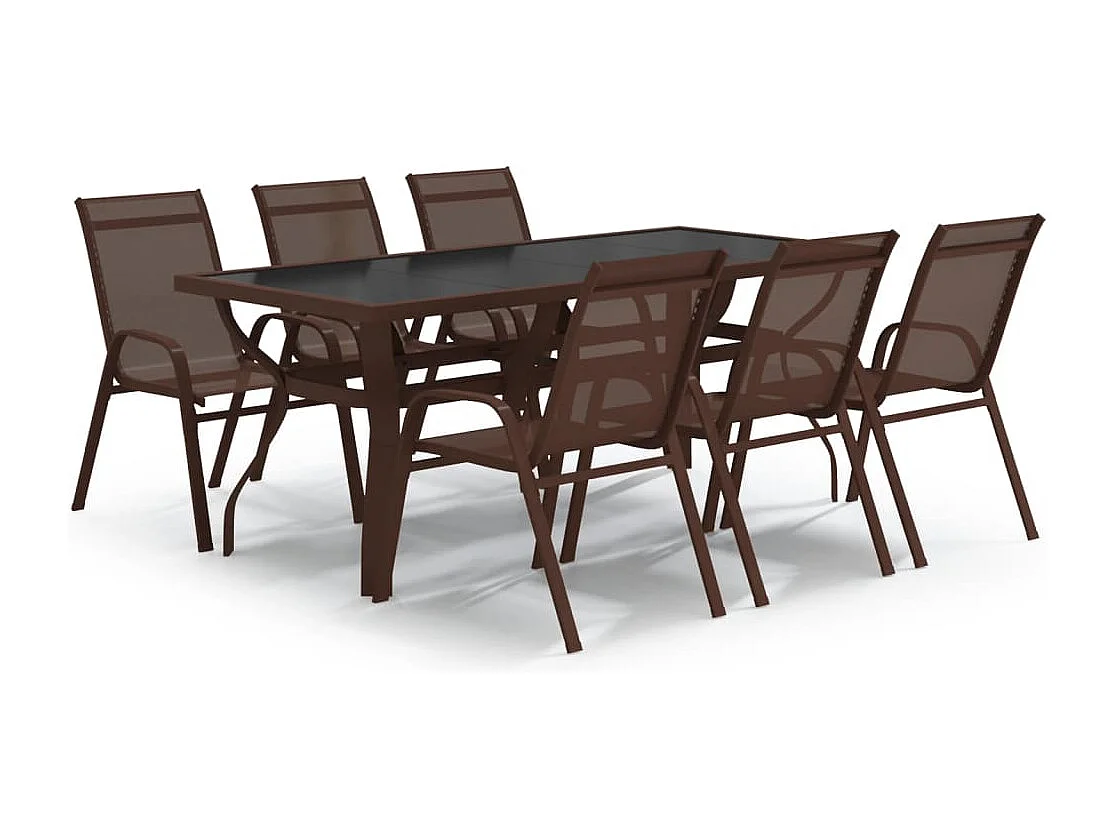 Katie Belle  Ensemble à manger de jardin 7 pcs Marron et noir