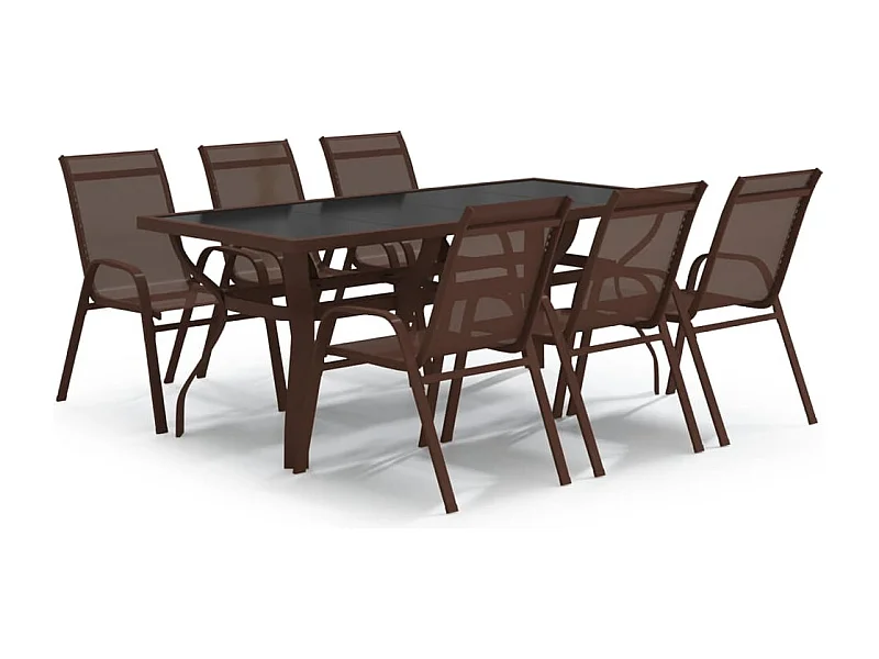 Katie Belle  Ensemble à manger de jardin 7 pcs Marron et noir